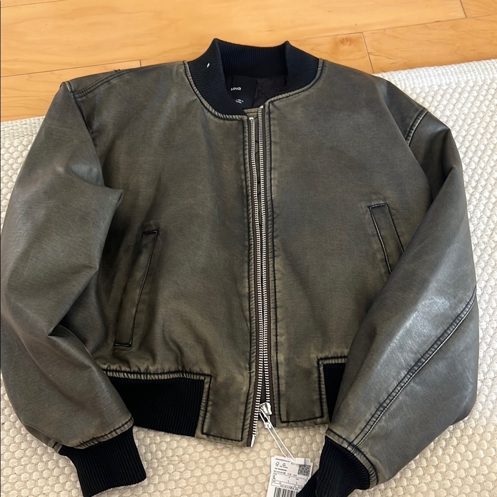 Mango Olive Bomber Jacket for Women - Picture 2 of 4